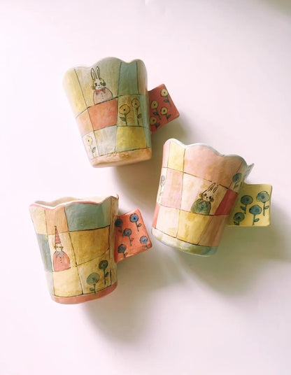 Vintage style flower coffee cup cup three combinations of hand-made combination(10 pieces)