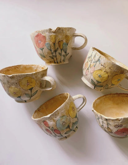 Vintage style flower coffee cup cup three combinations of hand-made combination(10 pieces)