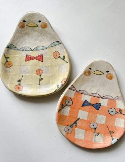 Three Combinations of Handmade Cups and Plates for Bird Dishes（6 pieces）